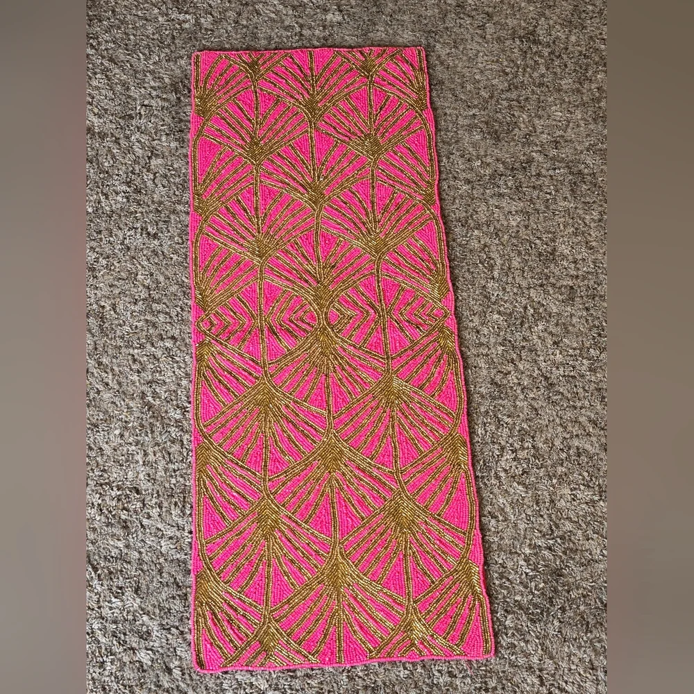 RARE! The World Traveler Collection Beaded Centerpiece Table Runner 13x36 Lined